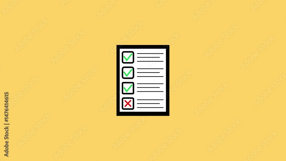 Poster checklist with three completed tasks and one remaining incomplete item.animated checklist with three