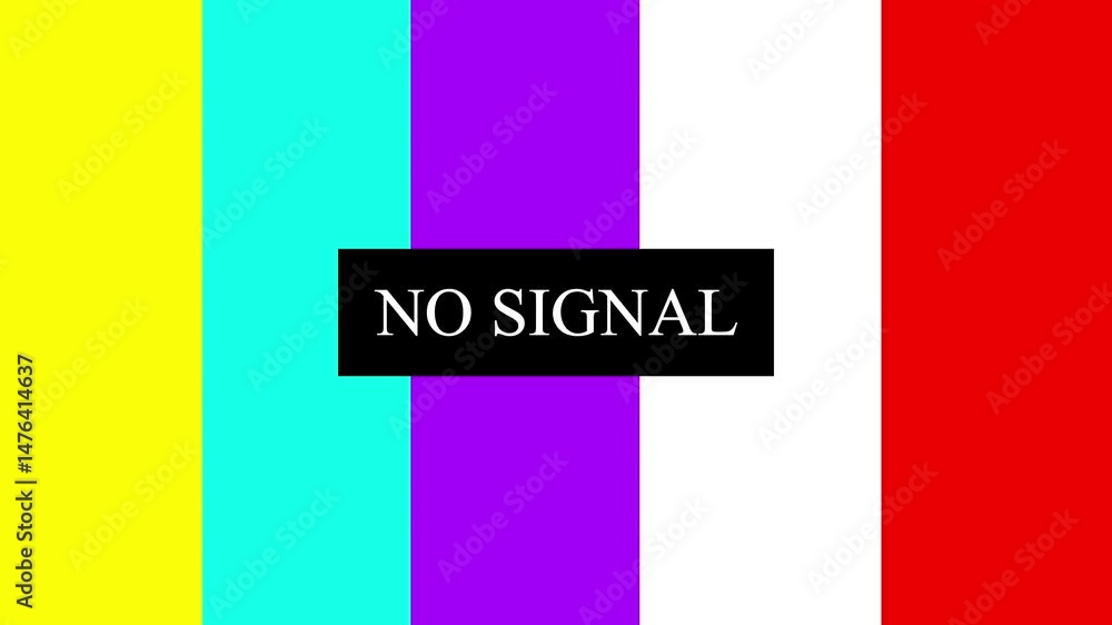 Poster television test pattern with bright color bars and no signal message.television test pattern with no