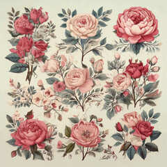 Tropical Flower Clip Art Vector Set