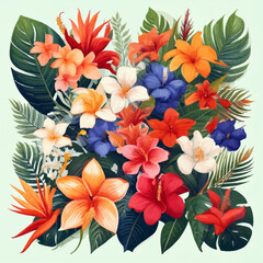 Tropical Flower Clip Art Vector Set