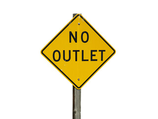 No Outlet warning sign board on white background