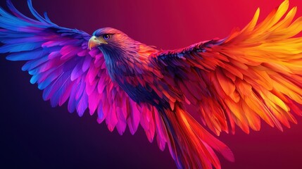 Obraz premium Vibrant and Colorful Bird Flying with Stunning Feather Details Against a Dark Background