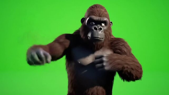 funny gorilla dace on green screen 