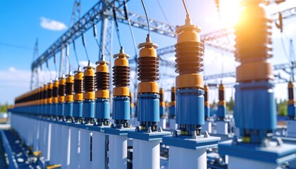 High Voltage Power Substation: Electrical Energy Transmission Infrastructure
