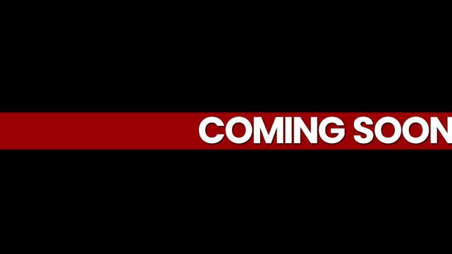 Coming soon animation on red shape white text smooth animation motion graphic 