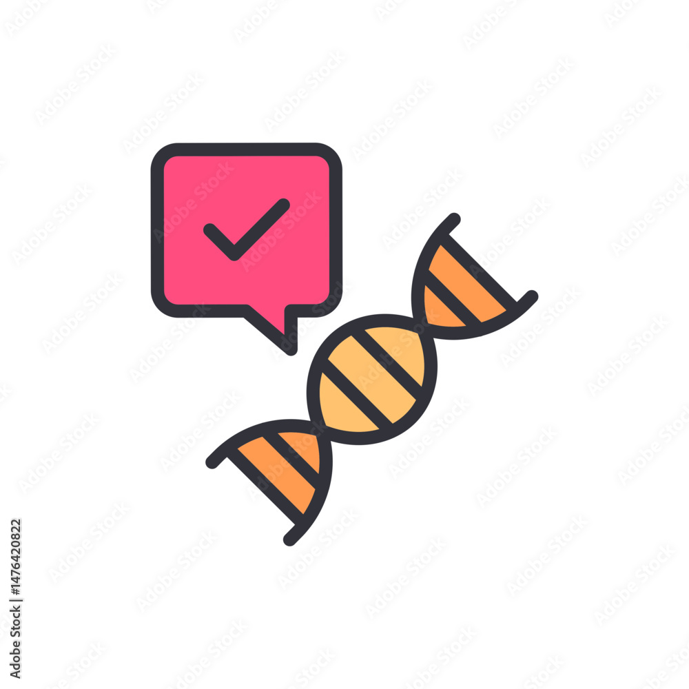 Poster correct dna result represented by molecule with check mark inside