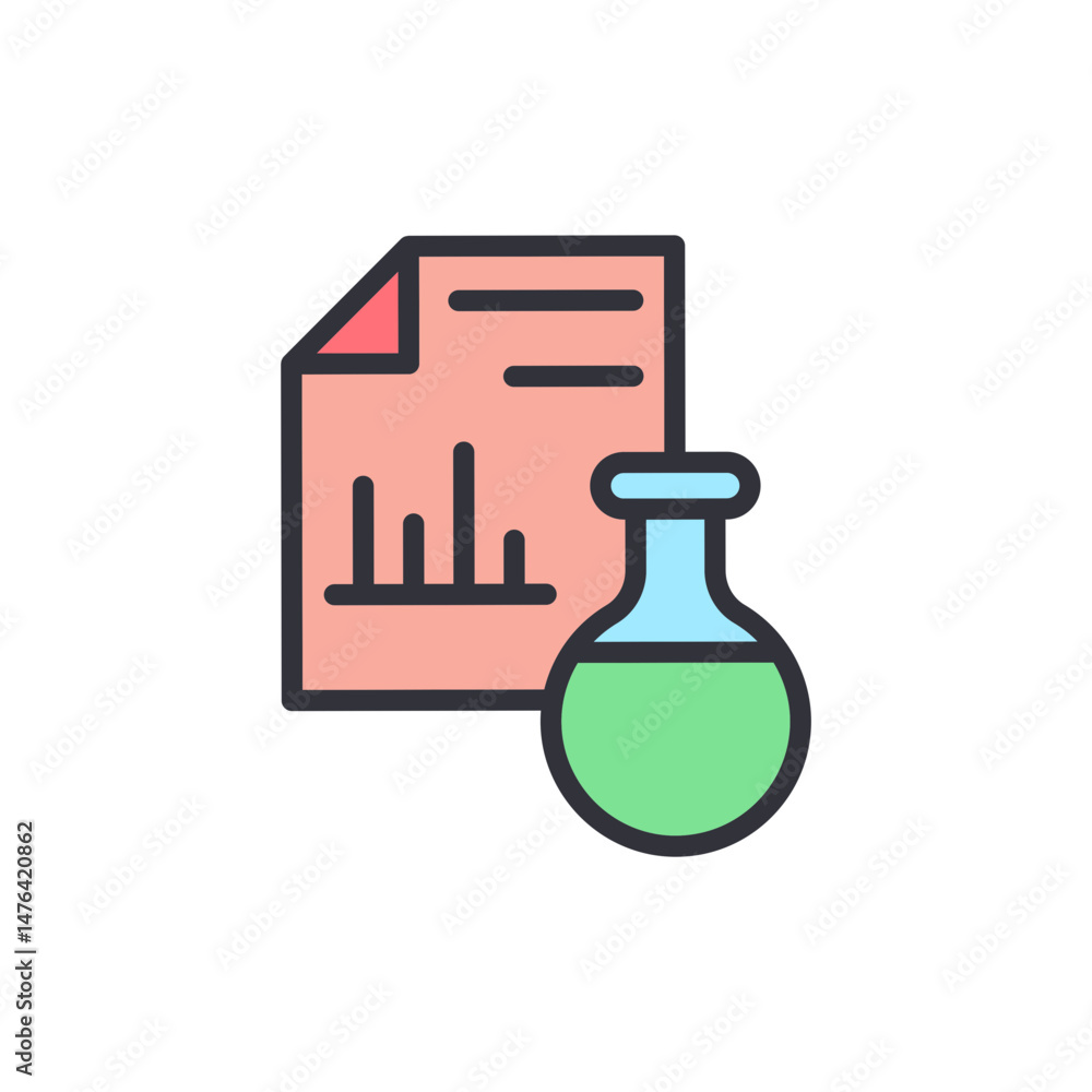 Poster analytical chemical analysis combined with document with graph bars
