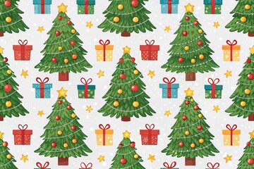 Cheerful Cartoon Christmas Pattern