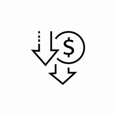 dollar arrows down icon sign vector