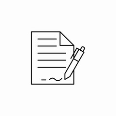 document signature pen icon sign vector