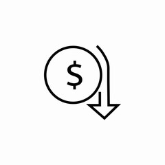 dollar down arrow icon sign vector