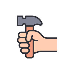Hand Gripping A Hammer Tool Vector Illustration For Construction