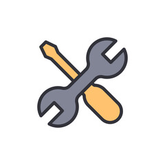 Wrench And Screwdriver Illustrating Repair And Maintenance Icons