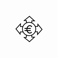 euro arrows outward icon sign vector