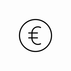 euro circle outline icon sign vector