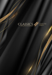 Elegant Black Satin with Golden Accents.