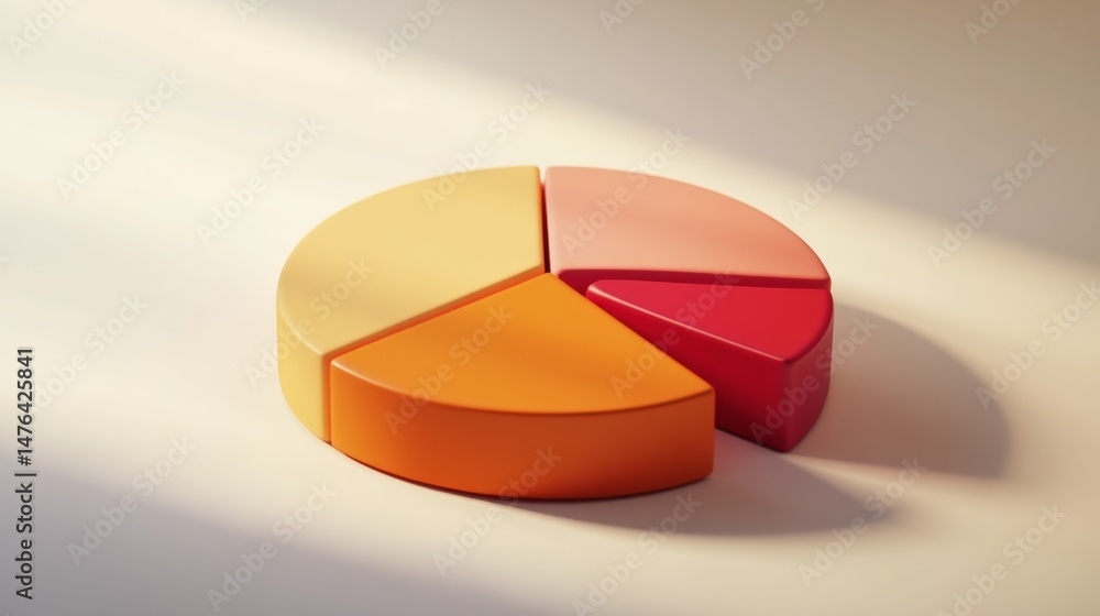 Aufkleber bright d pie chart with layered effects and a light source highlighting each part