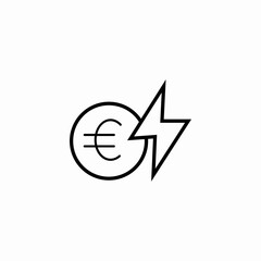 euro lightning bolt icon sign vector