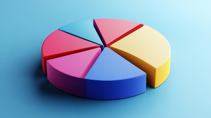 Obraz premium Colorful D pie chart with parts, each floating slightly apart