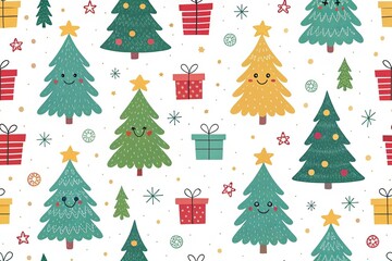 Obraz premium Cheerful Cartoon Christmas Pattern