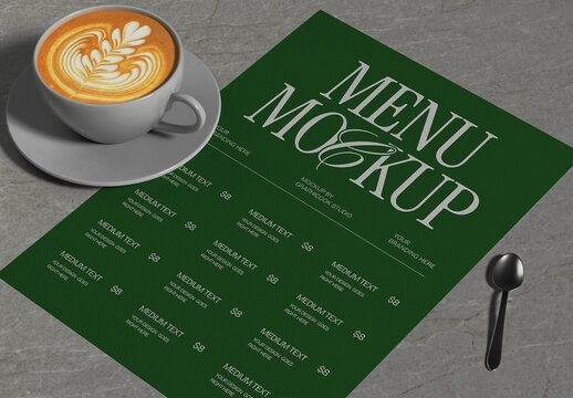 Food Menu Coffee Mockup