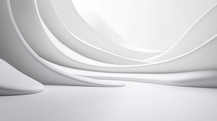 Curved White Shapes for a Calm, Minimal Space