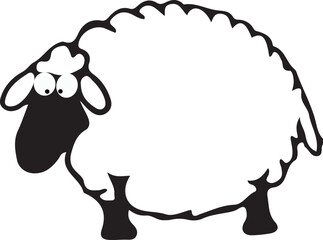 Cartoon Sheep Silhouette Vector – Cute Farm Animal Clipart Design