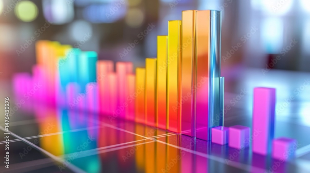 Poster pastel d bar graph with rounded edges, softly lit for a calm, balanced visual presentation