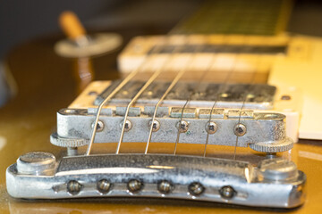 Electric guitar close up on the floor.