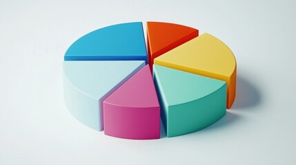 Obraz premium parted D pie chart with bold, evenly sized parts in cool colors on clean white