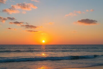 Stunning Ocean Sunset Vibrant Colors Paint the Sky and Sea Golden Hour Beach Scene