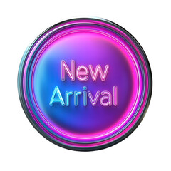 Neon New Arrival Badge on Transparent Background