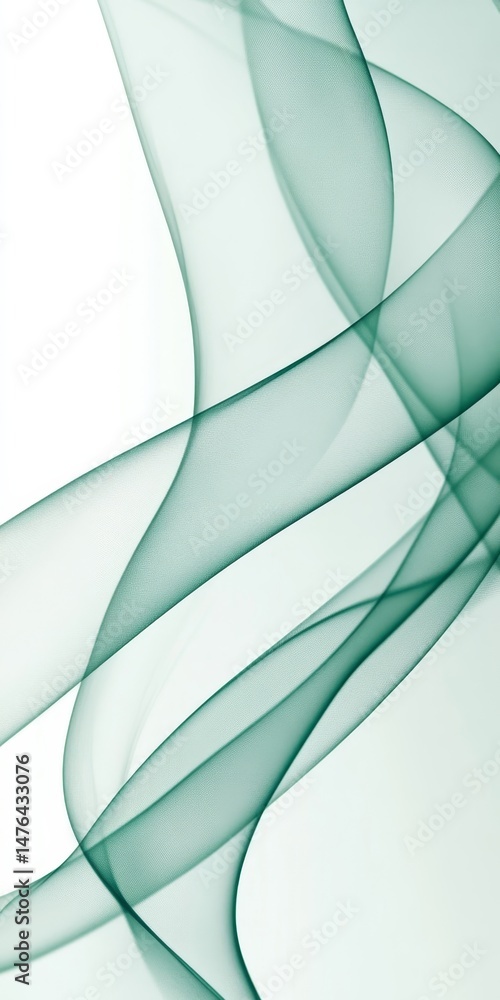 Poster abstract background of delicate fluid aquamarine waves on a soft gradient forming dynamic curls