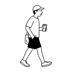 Man Walking with Coffee Cup