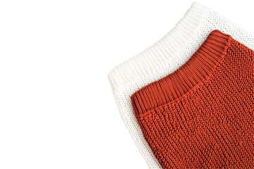 Cozy knitwear, warm colors Layered sweaters,  white and rust