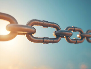 Obraz premium Strong Metal Chain with Sunlight Background.