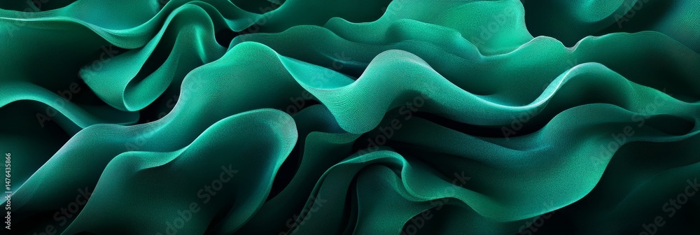 Poster abstract flowing green fabric an elegant minimalistic background of dynamic wavy texture
