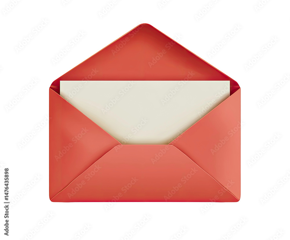 Poster open red envelope with blank white note on transparent background. open red envelope png, open red e