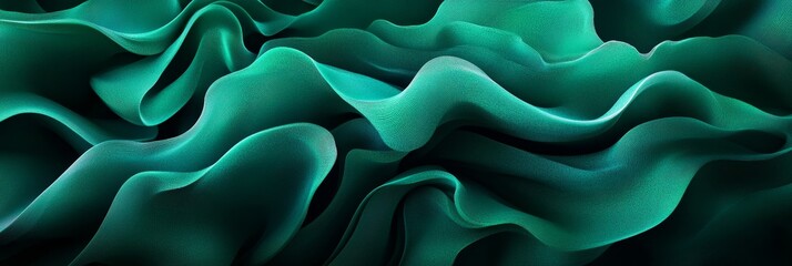 Obraz premium Abstract Flowing Green Fabric An Elegant Minimalistic Background of Dynamic Wavy Texture