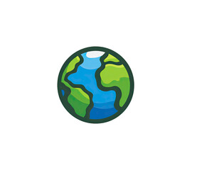 Fototapeta premium Stylized Earth Globe Icon on Transparent Background.
