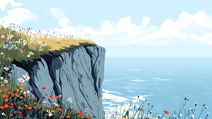 Coastal Clifftop Wildflowers Summer.