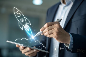 Startup business trend growth concept, improve development chart of company. Graph upward arrow grow up. Plan best sale performance return on investment stock, opportunity success challenge strategy