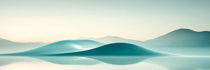 Obraz premium Abstract Flowing Waves, Monochrome Green Tone Gradient Background, Dynamic Minimalist Design