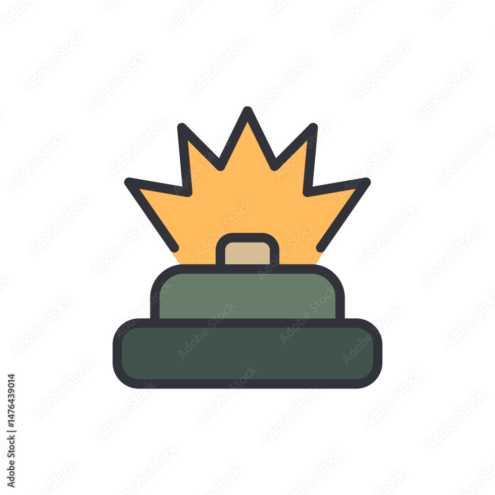 Poster stylized icon representing a landmine with a visible explosion