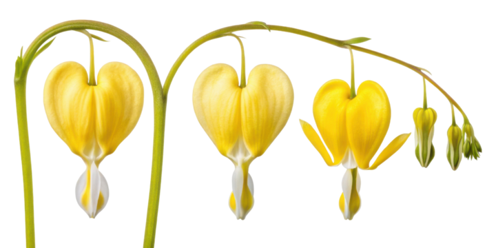 Bleeding heart flower showcases its unique heart shaped petals in vibrant yellow, symbolizing beauty and love in nature design - Powered by Adobe