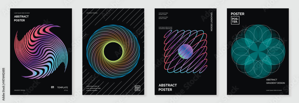 Aufkleber modern gradient poster background vector set.cover template with vibrant perspective geometric prism