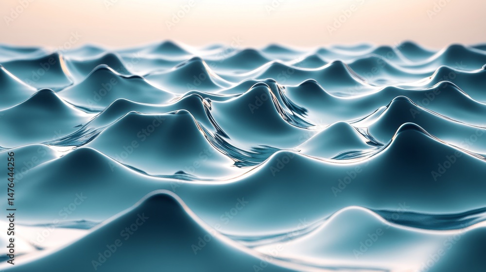 Aufkleber abstract background of vivid fluid dynamic waves in gentle green tones on a soft gradient