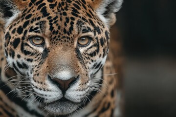 Fototapeta premium Majestic close-up of a wild tiger showcasing intricate fur patterns and expressive eyes