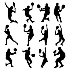 The Tennis silhouetteon white Background for Sport concept