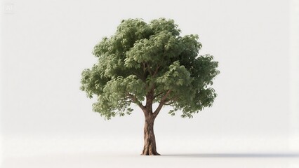 Obraz premium Realistic Solitary Tree with Broad Canopy on white Background – High-Detail Nature Element